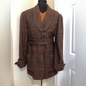Vintage Cesarani 💯 Wool Tweed Plaid Blazer